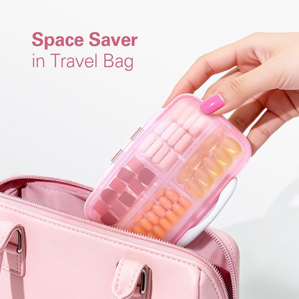 Large Pill Organizer with 8 Compartments, Pocket Pharmacy Travel Box Moisture-Proof, Portable Vitamin for Fish Oil & Supplements (Pink) Pink -