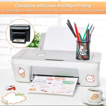 Printable Sticker Paper for Inkjet Printer, 40 Sheets 8.5"x11'' Matte Printer Full Sheet Labels Laser/Inkjet Printers, Letter Size - 8.5''x11''(1-up)