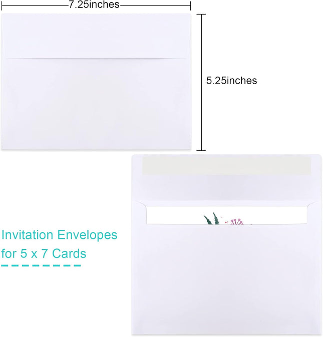 50 Packs 5x7 Envelopes White A7 Envelopes for Invitations Printable Self Seal Weddings Photos Postcards – product detail