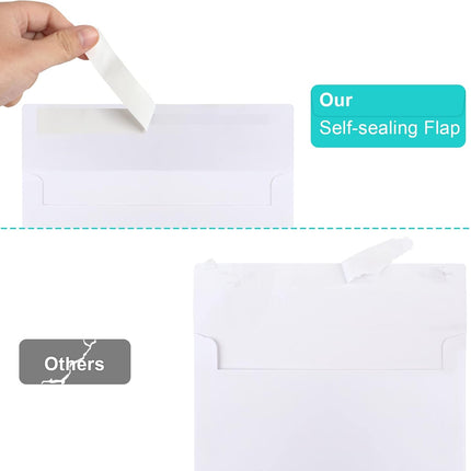 50 Packs 5x7 Envelopes, White A7 Envelopes for Invitations, Printable, Self Seal Weddings, Photos, Postcards, Greeting Cards, Mailing (5.25x7.25in)