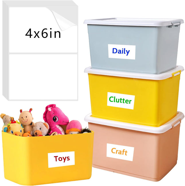 150 Pcs Labels for Storage Bins 6 X 4 Inch Removable Tear Resistant No Residue V1259-DP01-A-4650 in White