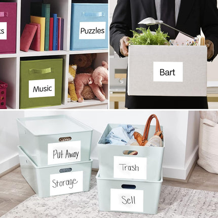 150 Pcs Labels for Storage Bins, 6 X 4 Inch Removable Tear Resistant No Residue Bin Label, Matte White Blank Box Label School, Home, Business - labels / 75 Sheets(6" x 4")