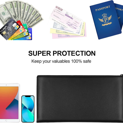 2 Pieces Money Bags with Zipper, 11x6.1 inch Pouch, Bank Bag, Cash Check Wallet, Cosmetics Black