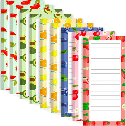 9 Pack Magnetic Notepads for Refrigerator, Fruit Design Grocery List Pad Fridge, Full Magnet Back Shopping Lists, 25 Sheets Per Note Pads -