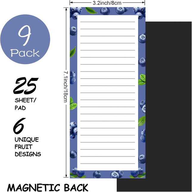 9 Pack Magnetic Notepads for Refrigerator Fruit Design Grocery List Pad Fridge Full Magnet Back Shopping – product detail