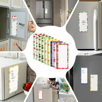 9 Pack Magnetic Notepads for Refrigerator, Fruit Design Grocery List Pad Fridge, Full Magnet Back Shopping Lists, 25 Sheets Per Note Pads -