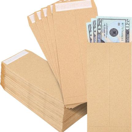 120 PCS Money Envelopes for Cash Kraft Paper, 6.5”x3.2” Small Self-Adhesive, Saving Challenge Coin Coin, Check, Budget, Item Organizer - 6.5"x 3.2"
