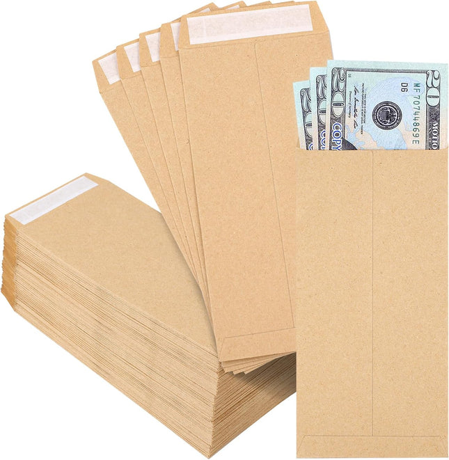 120 PCS Money Envelopes for Cash Kraft Paper 6.5 x3.2 Small Self-Adhesive Saving Challenge Coin Coin Check