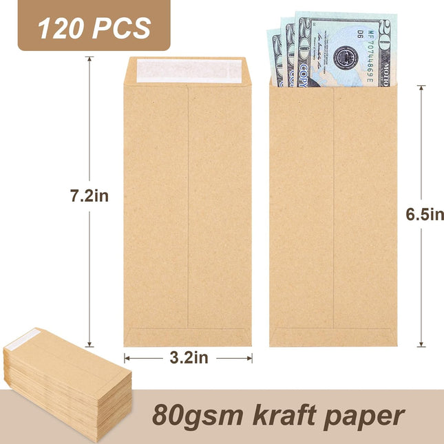 120 PCS Money Envelopes for Cash Kraft Paper 6.5 x3.2 Small Self-Adhesive Saving Challenge Coin Coin Check – product detail
