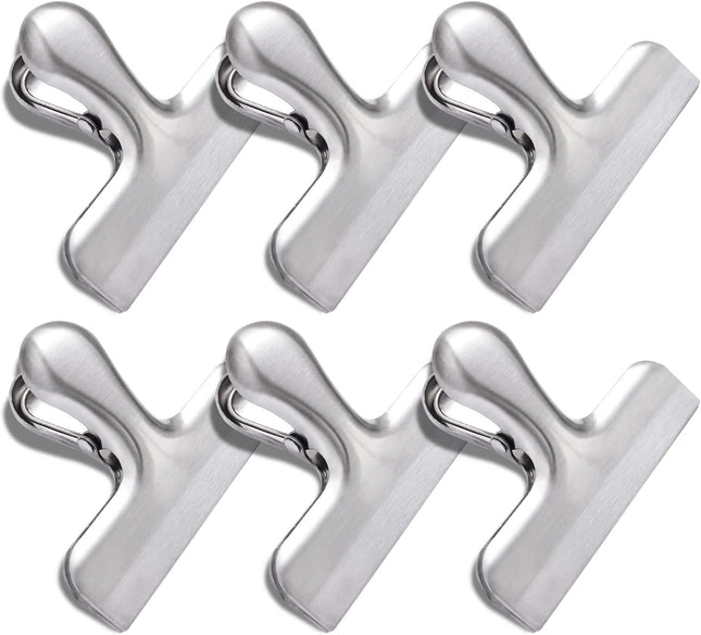6 Pack Bag Clips Stainless Steel Chip Chip Clips Food Clip Heavy Duty Air Tight Seal Kitchen Clip Snack