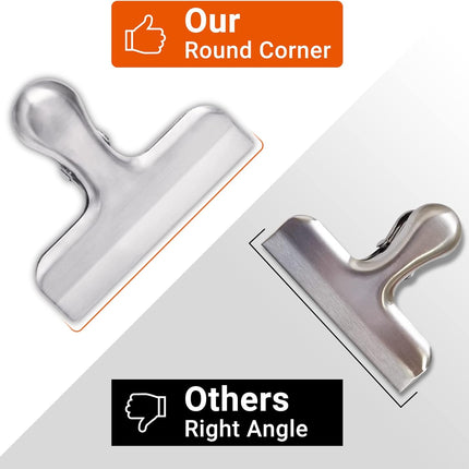 6 Pack Bag Clips, Stainless Steel Chip, Chip Clips Food Clip, Heavy Duty Air Tight Seal Kitchen Clip Snack Clamp Sliver Packs