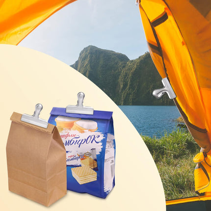 6 Pack Bag Clips, Stainless Steel Chip, Chip Clips Food Clip, Heavy Duty Air Tight Seal Kitchen Clip Snack Clamp Sliver Packs