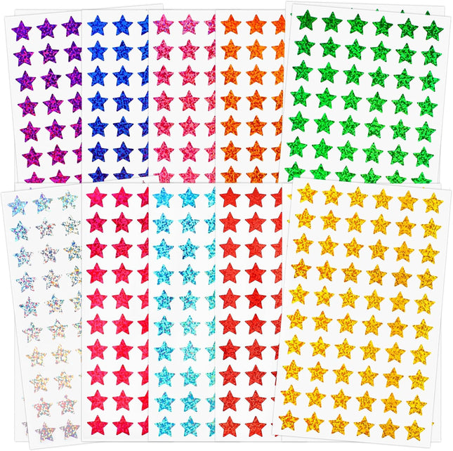 3000 PCS Star Stickers 0.6 Sparkly Holographic Kids Rewards Colors Sticker Foil Sticker for