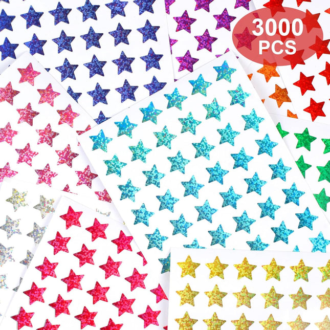 3000 PCS Star Stickers 0.6 Sparkly Holographic Kids Rewards Colors Sticker Foil Sticker for – product detail