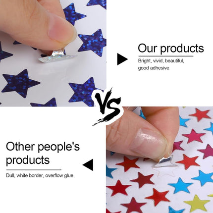 3000 PCS Star Stickers, 0.6" Sparkly Holographic Kids Rewards Colors Sticker, Foil Sticker for Behavior Chart, Student Planner, School Classroom Teacher Supplies, DIY Mix -