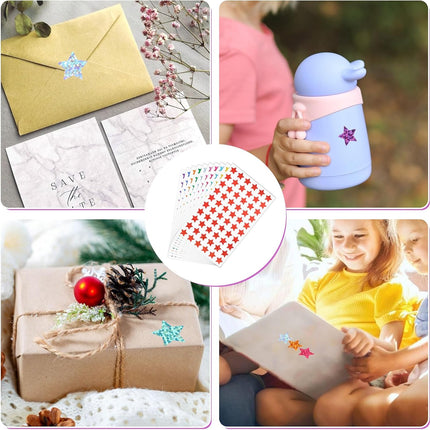 3000 PCS Star Stickers, 0.6" Sparkly Holographic Kids Rewards Colors Sticker, Foil Sticker for Behavior Chart, Student Planner, School Classroom Teacher Supplies, DIY Mix -