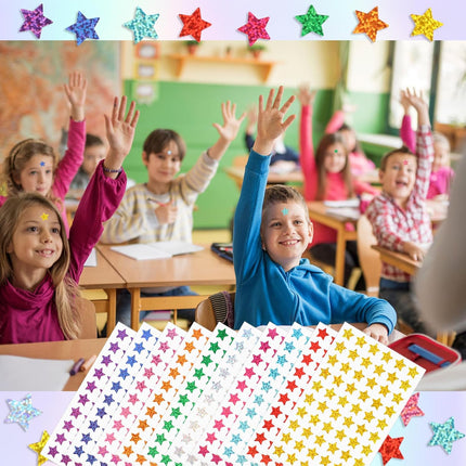 3000 PCS Star Stickers, 0.6" Sparkly Holographic Kids Rewards Colors Sticker, Foil Sticker for Behavior Chart, Student Planner, School Classroom Teacher Supplies, DIY Mix -