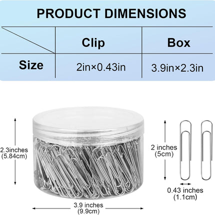 280 Pcs Large Paper Clips, 2 Inch Jumbo Silver Paperclips, Stainless Steel Paperclips Office for Teacher Supplies School - IN