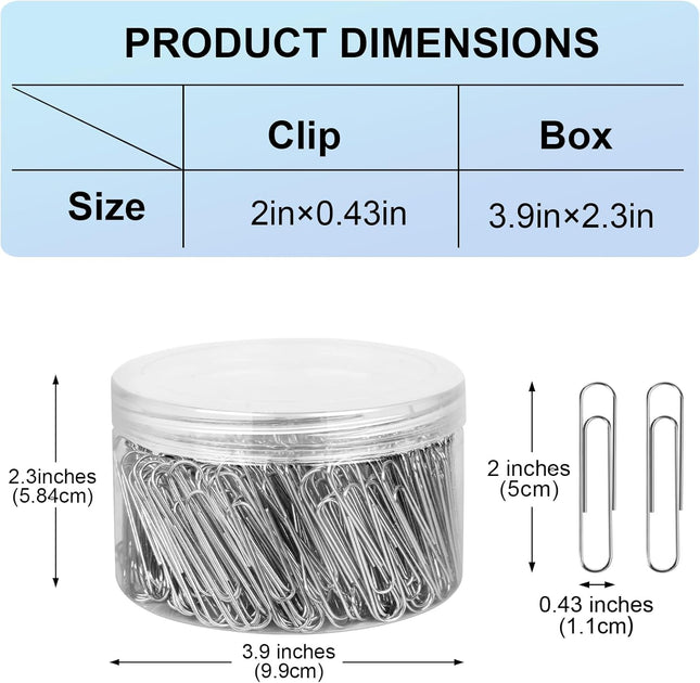 280 Pcs Large Paper Clips 2 Inch Jumbo Silver Paperclips Stainless Steel Paperclips Office for Teacher – product detail