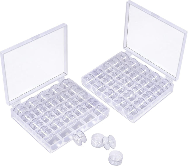 50 Pcs Bobbins Plastic Bobbins for Brother Sewing Machine with Bobbin Case Sin-ger/Bro-Ther Singer Machine