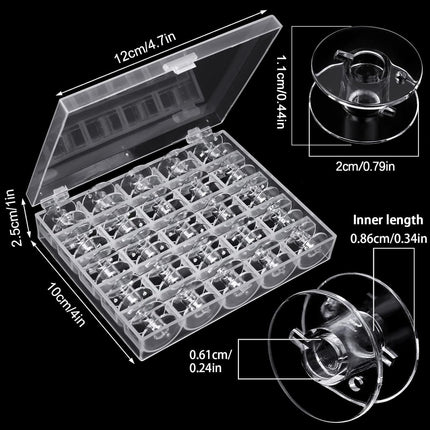 50 Pcs Bobbins, Plastic Bobbins for Brother Sewing Machine, with Bobbin Case, Sin-ger/Bro-Ther, Singer Machine - PCS