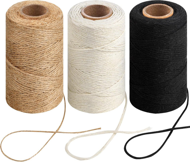 984 Ft Twine String Natural Jute Twine 2mm White Cotton Rope 10ply Black for Crafts V1259-DP01-A-4663