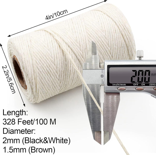 984 Ft Twine String Natural Jute Twine 2mm White Cotton Rope 10ply Black for Crafts – product detail