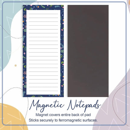 Magnetic Notepads for Refrigerator - Flower Design, 50 Sheets Per Pad, 4 Pack Memo Pads Grocery Lists and To-Dos