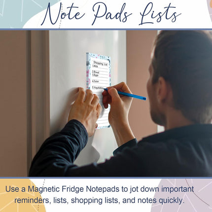 Magnetic Notepads for Refrigerator - Flower Design, 50 Sheets Per Pad, 4 Pack Memo Pads Grocery Lists and To-Dos