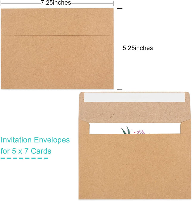 50 Pack Brown Kraft Envelopes 5x7 Envelopes for Invitations A7 Invitation Personalize Gift Cards Wedding – product detail