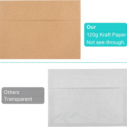 50 Pack Brown Kraft Envelopes, 5x7 Envelopes for Invitations, A7 Invitation Personalize Gift Cards, Wedding, Baby Shower, Birthday Party - (5.25x7.25in)