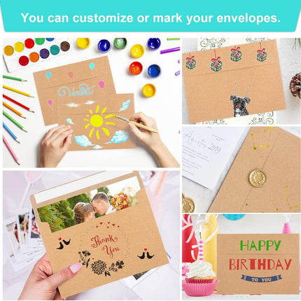 50 Pack Brown Kraft Envelopes, 5x7 Envelopes for Invitations, A7 Invitation Personalize Gift Cards, Wedding, Baby Shower, Birthday Party - (5.25x7.25in)