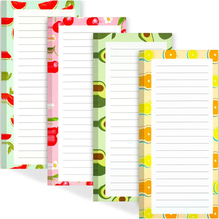 4 Pack Magnetic Notepads for Refrigerator, Grocery List Magnet Pad Fridge, Fruit Design Full Back Shopping Lists, 50 Sheets Per Note Pads -