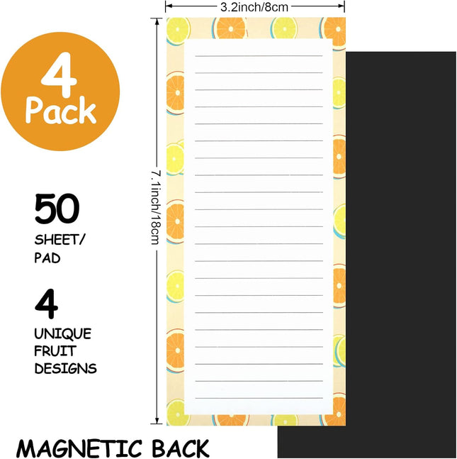 4 Pack Magnetic Notepads for Refrigerator Grocery List Magnet Pad Fridge Fruit Design Full Back Shopping – product detail