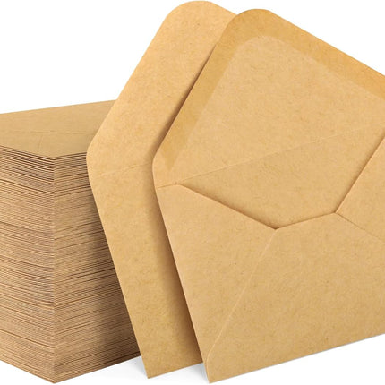 150 Pack Gift Card Envelopes, 4" x 2.75" Mini Brown Kraft Business Small Envelopes for Holidays, Weddings, Baby Showers, Birthdays Banquets -