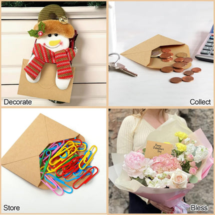 150 Pack Gift Card Envelopes, 4" x 2.75" Mini Brown Kraft Business Small Envelopes for Holidays, Weddings, Baby Showers, Birthdays Banquets -