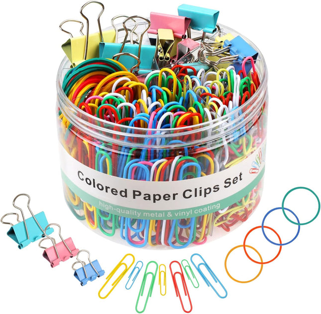 300 Pcs Binder Clips Rubber Bands Office Set Paper School & Teacher Supplies for Desk Essentials (Assorted