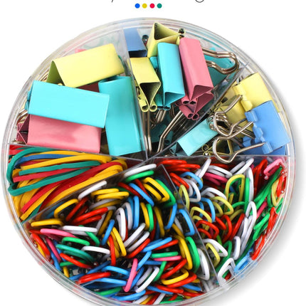 300 Pcs Binder Clips, Rubber Bands, Office Set, Paper School & Teacher Supplies for Desk Essentials (Assorted Sizes) -