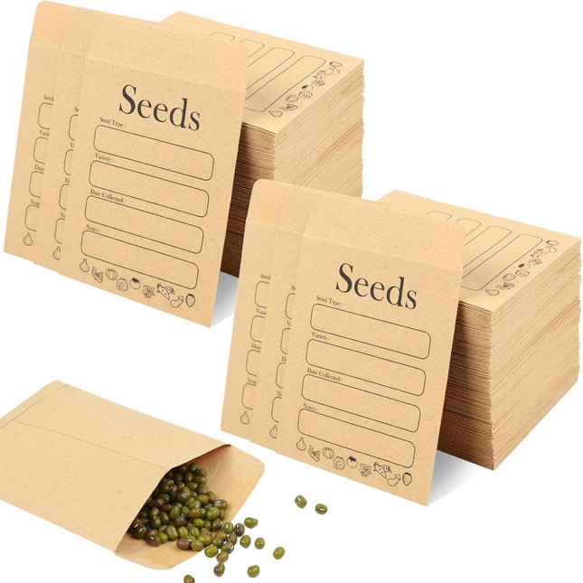 156 PCS Seed Envelopes 3.15 x 4.72 Packets Kraft Seeds Saving Envelope Self Sealing Storage Mini Envelope