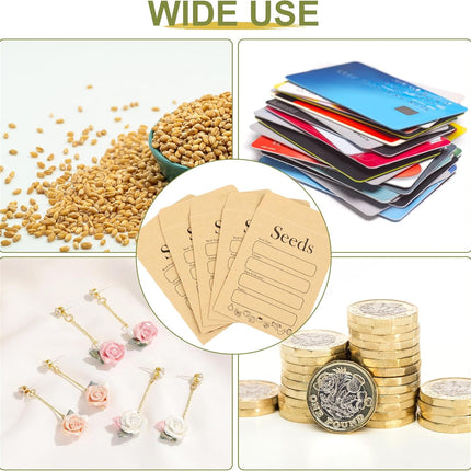 156 PCS Seed Envelopes 3.15”x 4.72”, Packets Kraft Seeds Saving Envelope, Self Sealing Storage Mini Envelope for Flower Vegetable -