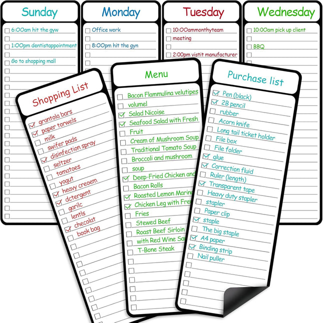 7-Piece Magnetic Dry Erase to-Do List White Board 4'x11' Multifunctional Weekly Planner Chore Chart Planner