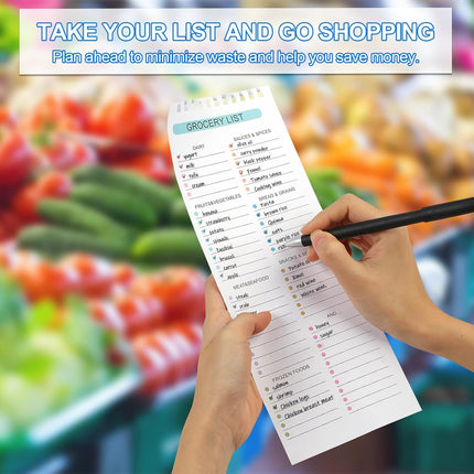 Weekly Meal Planner Notebook 8.5x11”, 50 Sheets Magnetic, Double Helix and Grocery List, Wall-Mountable Menu for Fridge Notepad Daily & Plan -