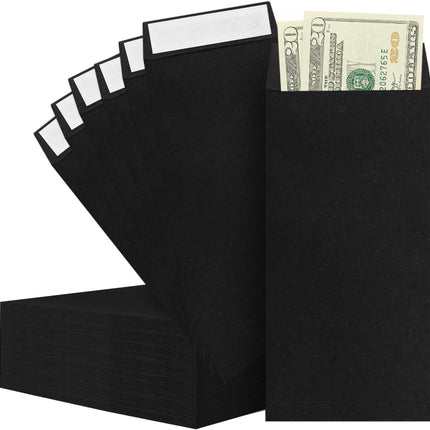 BONUS++ Envelope Set - 120 Envelopes for Cash, Checks, & Tickets; 80GSM, 3.2x6.6 inch Black Perfect Cash Challenge Savers 3.2x6.6in (Pack of 1)