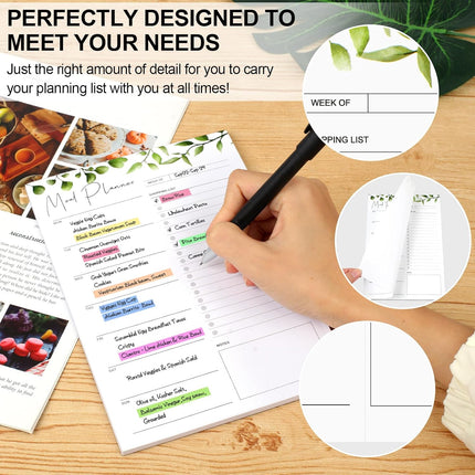 2 PCS Weekly Meal Planner Magnetic for Fridge 8.3x5.5”, Undated and Grocery List Tearable Shopping List, Menu Plan - 50 Pages/Book