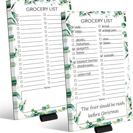 2 PCS Magnetic Grocery List Pads for Fridge, 4.5x7.5 Inches Note Pad Magnet Refridge, Magnetics Notepads, Shopping Lists, 60 Pages Per Notepad -