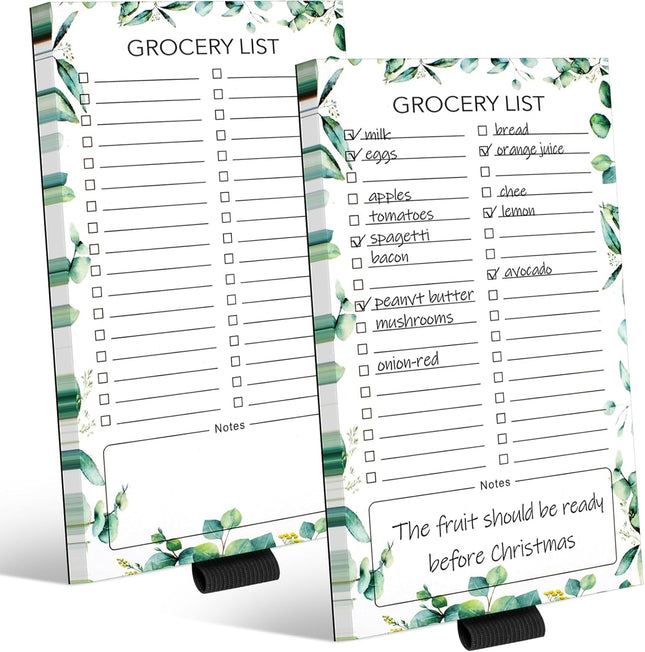 2 PCS Magnetic Grocery List Pads for Fridge 4.5x7.5 Inches Note Pad Magnet Refridge Magnetics Notepads