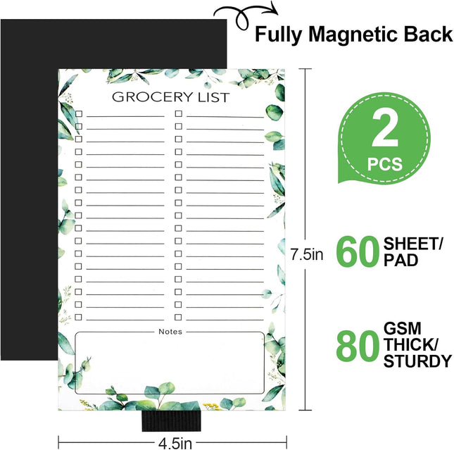 2 PCS Magnetic Grocery List Pads for Fridge 4.5x7.5 Inches Note Pad Magnet Refridge Magnetics Notepads – product detail