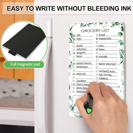 2 PCS Magnetic Grocery List Pads for Fridge, 4.5x7.5 Inches Note Pad Magnet Refridge, Magnetics Notepads, Shopping Lists, 60 Pages Per Notepad -