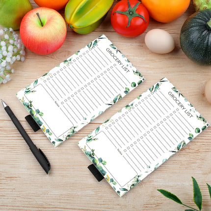 2 PCS Magnetic Grocery List Pads for Fridge, 4.5x7.5 Inches Note Pad Magnet Refridge, Magnetics Notepads, Shopping Lists, 60 Pages Per Notepad -