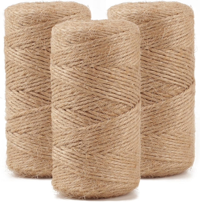 984 FT Natural Jute Twine 3ply Thin Ribbon Hemp Twine for Gardening Plant Gift Wrapping Art Wedding